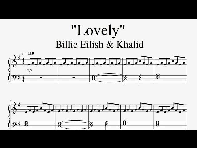 "Billie Eilish & Khalid - lovely" - Piano sheet music (by Tatiana Hyusein)