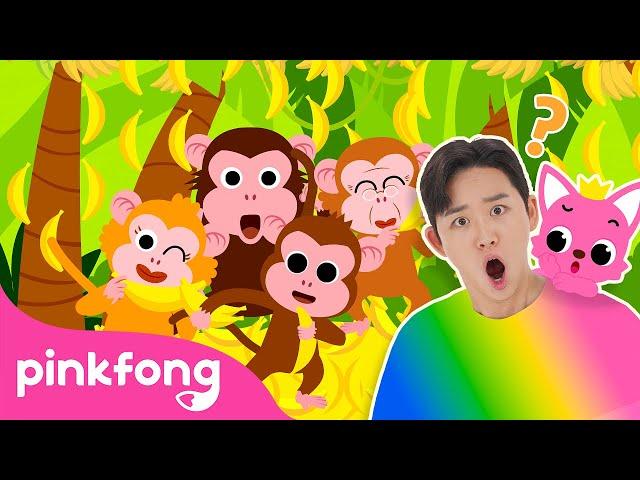 Colorful Monkey Banana Dance + More | Five Little Monkeys | Baby Monkey | Official Pinkfong