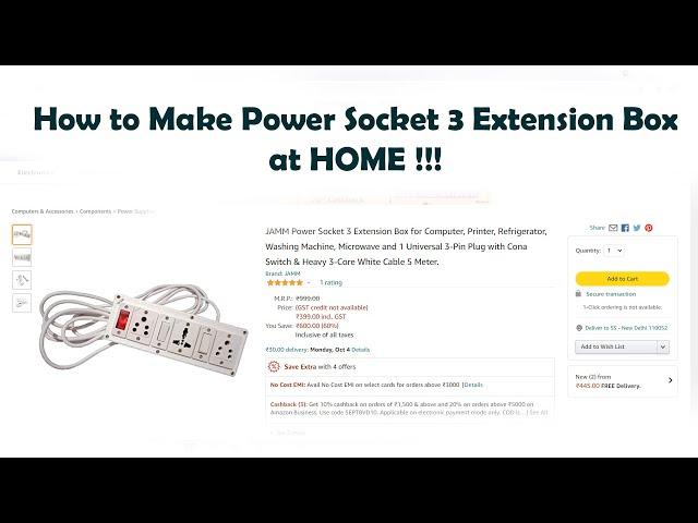 How to Make Power Socket 3 Extension Box for Computer at Home !!!