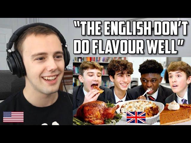 British Highschoolers trying Thanksgiving Dinner for the First Time! (American Reacts)