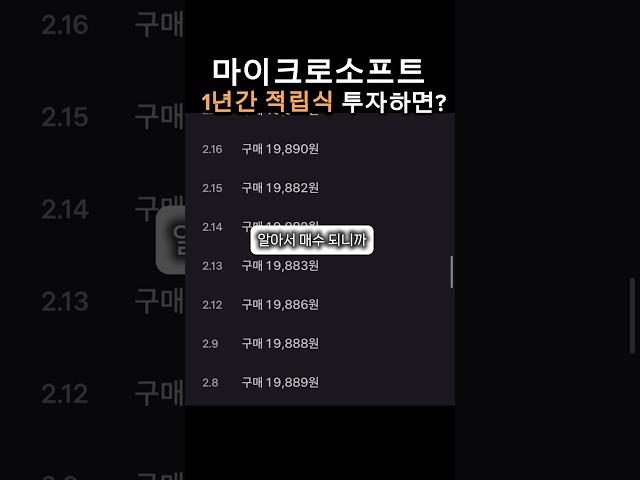 1년간 적립식 매수하면, 마이크로소프트 수익률 어떻게 될까