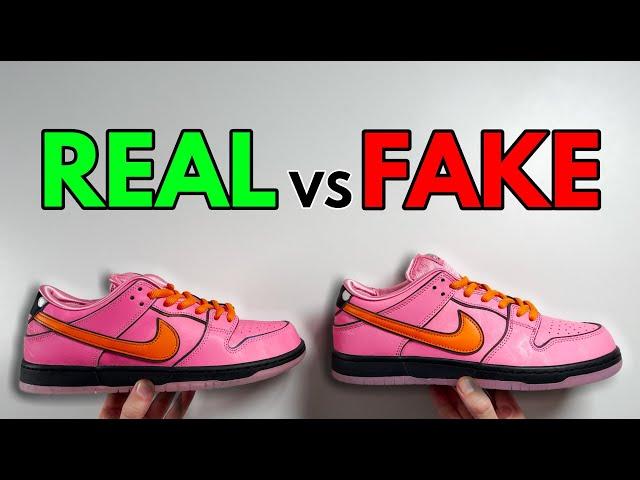 REAL VS FAKE! NIKE SB DUNK POWERPUFF GIRLS BLOSSOM SNEAKER COMPARISON!