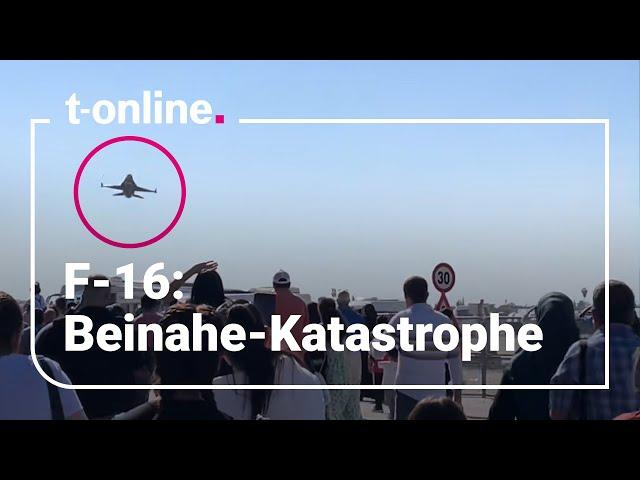 Schreckmoment bei Flugshow: F-16-Kampfjet kracht fast in Menschenmenge