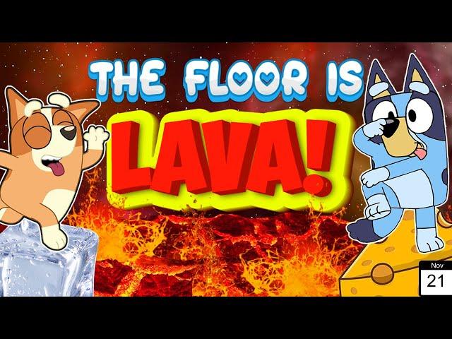 BLUEY - The Floor Is Lava | Brain Break Party | Freeze Dance | Jump Battle | Danny Go Noodle!