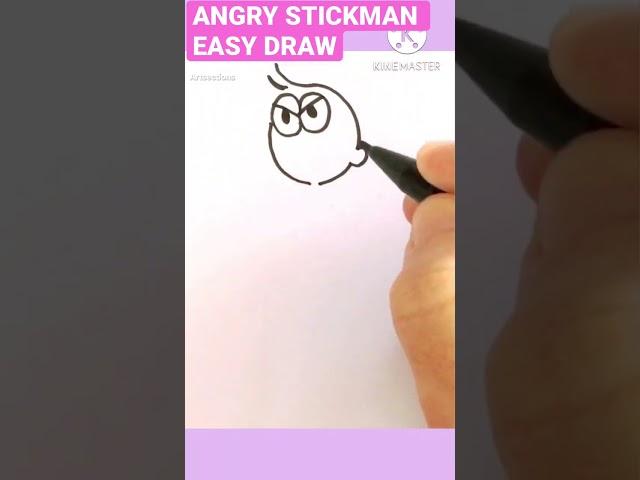 ANGRY STICKMAN EASY DRAWING - #shorts