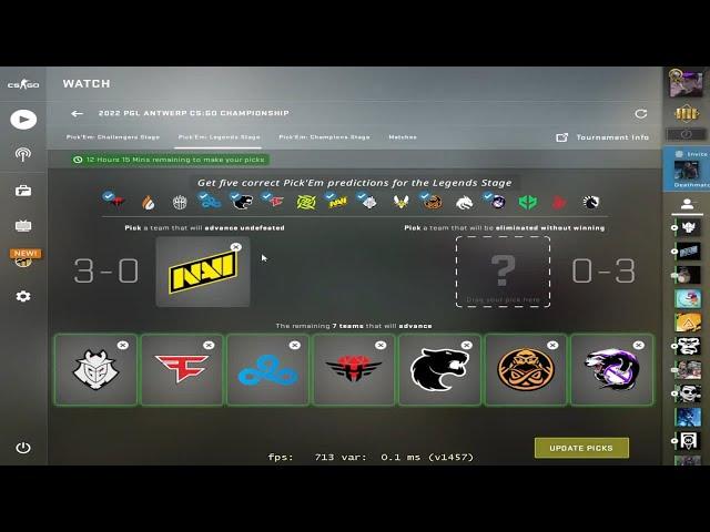 s1mple shows his PGL Antwerp Legends stage Pickem