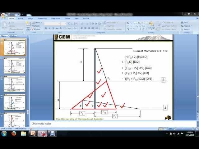 Excavation Support System Design - Finding the Location of the Maximum Moment