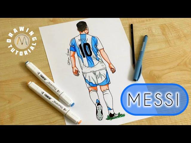 How to draw Messi Argentina Copa America final / How to draw a soccer player