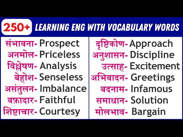 Learning ENGLISH with 250 Vocabularies | यूजफुल अंग्रजी वर्ड्स मीनिंग #englishspeaking #english