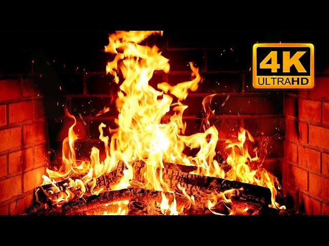  Cozy Fireplace 4K (12 HOURS). Fireplace with Crackling Fire Sounds. Fireplace Ambience