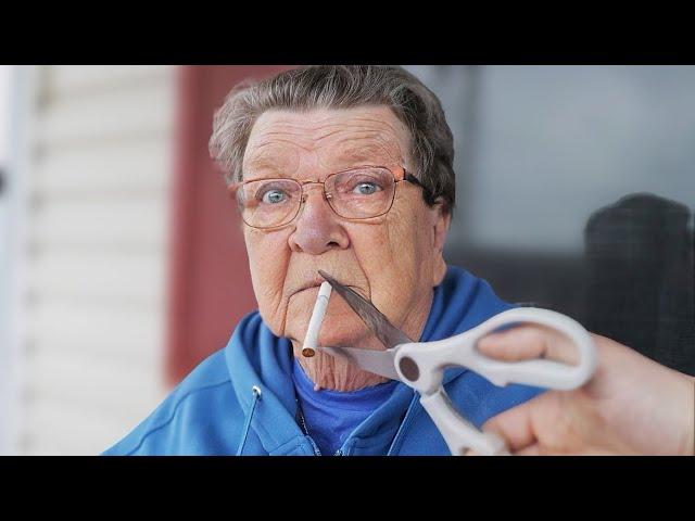 CUTTING CIGARETTE PRANK ON GRANDMA!