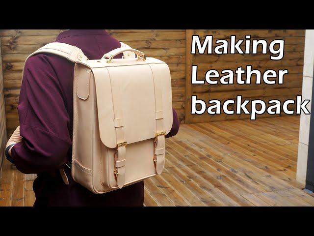 80 [Leather Craft] Making Leather backpack / [가죽공예] 백팩 만들기 / Free Pattern