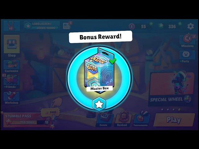 How to get free bonus reward! gift in ||stumble guys||