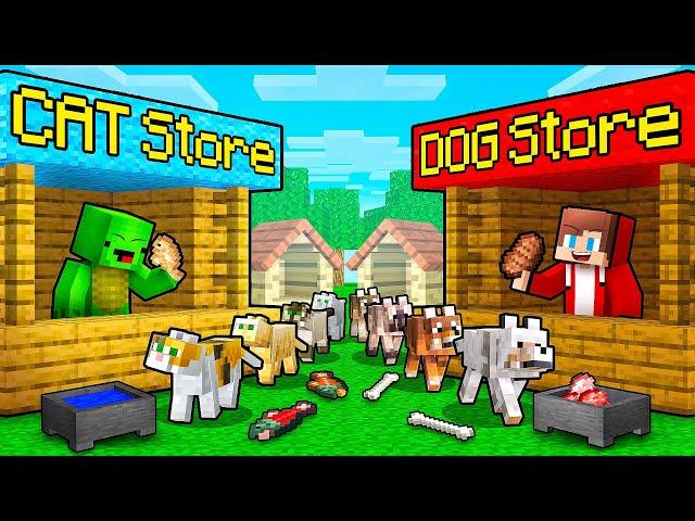 JJ and Mikey: CAT vs DOG Store Battle in Minecraft - Maizen