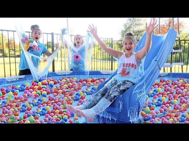 600 GALLONS OF BALL PIT SLIME IN A POOL! Elmer's What If Mystery Box Challenge!