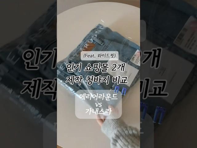 인기쇼핑몰 자체제작 와이드진 비교해서 입어보기 (메리어라운드 | 가내스라) #와이드진 #ootd #데님추천