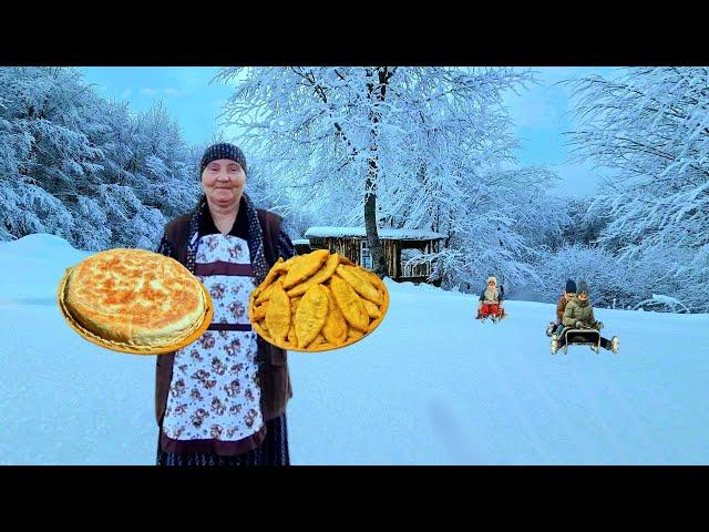 Cooking Pumpkin Pie and Fried Patties High in the Village.  @Kənd Dadı