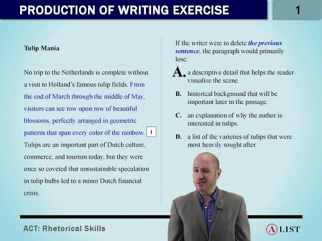 ACT Production of Writing Exercise Q1