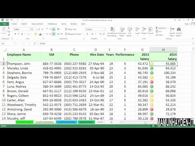 microsoft excel tutorial | Creating value-based formatting using data bars, color scales, and icons