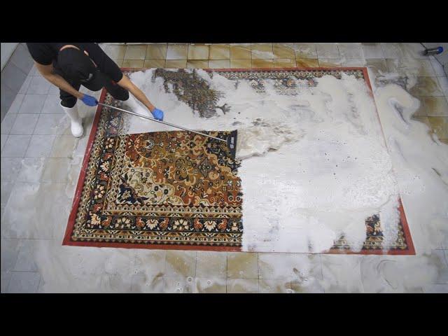 Washing an EXTREMELY soiled and stained carpet. Brown water came out, patterns came alive 