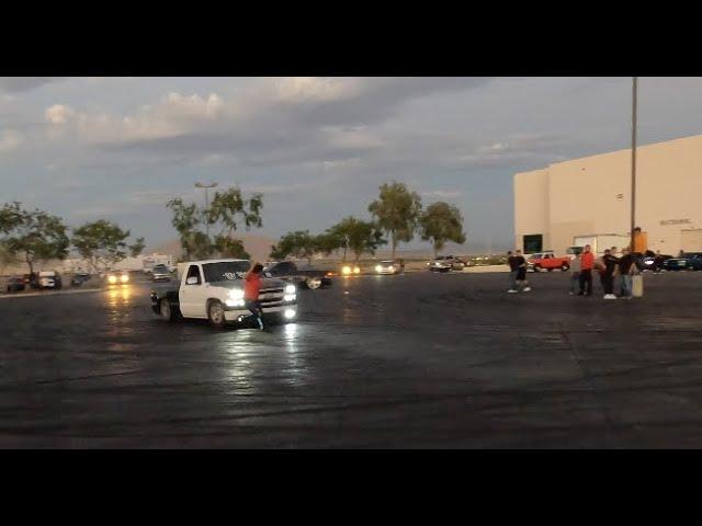 Las Vegas Truck Meet Turns Into a Sideshow/Takeover (Girl Almost Gets Run-over)