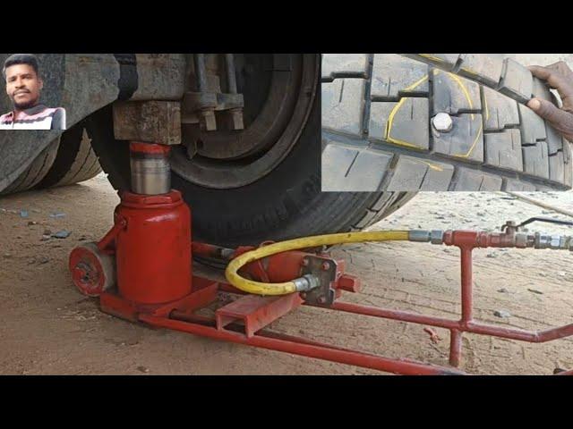 Truck 10 .00 R 20 tyre puncture repair // Tube vulcanizing // Tyre patch repair