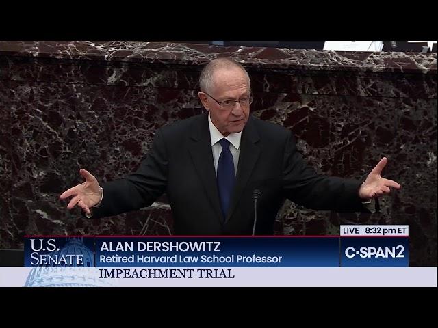 Alan Dershowitz mentions Josh Blackman's NY Times Op-Ed During Impeachment Trial