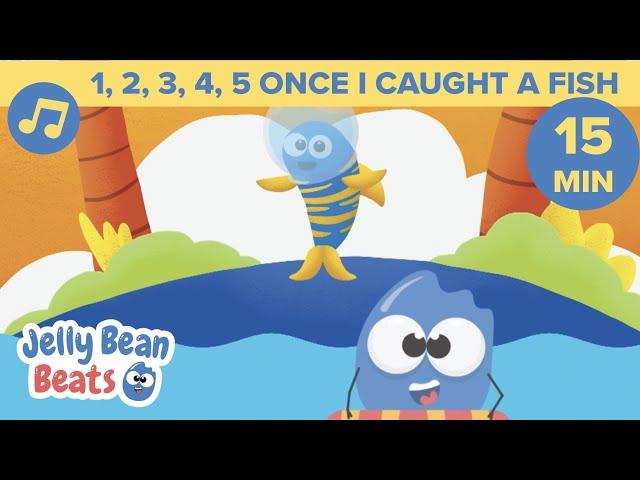 1,2,3,4,5 Once I Caught A Fish + More Children's Songs |  Jelly Bean Beats