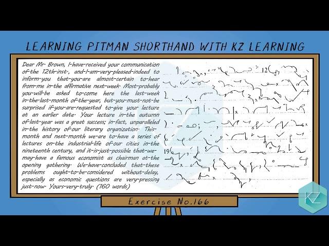 Exercise No.166 @ 80 WPM - Pitman Shorthand Dictation - KZ Learning