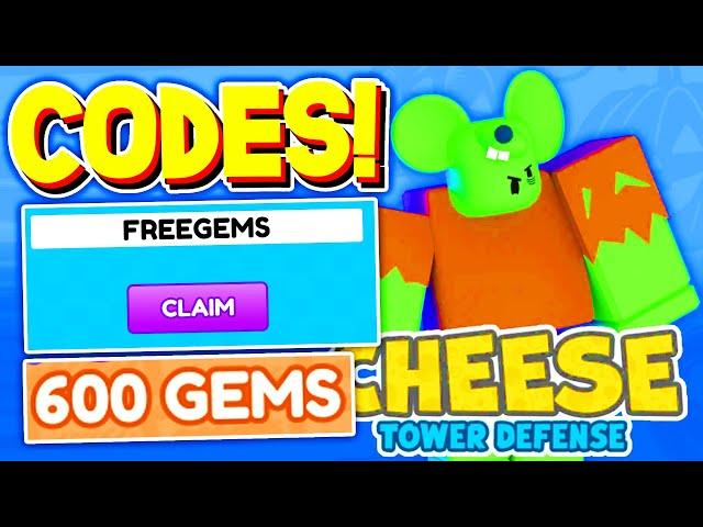 *NEW* ALL WORKING CODES in CHEESE TD CODES! ROBLOX CHEESE TD CODES!