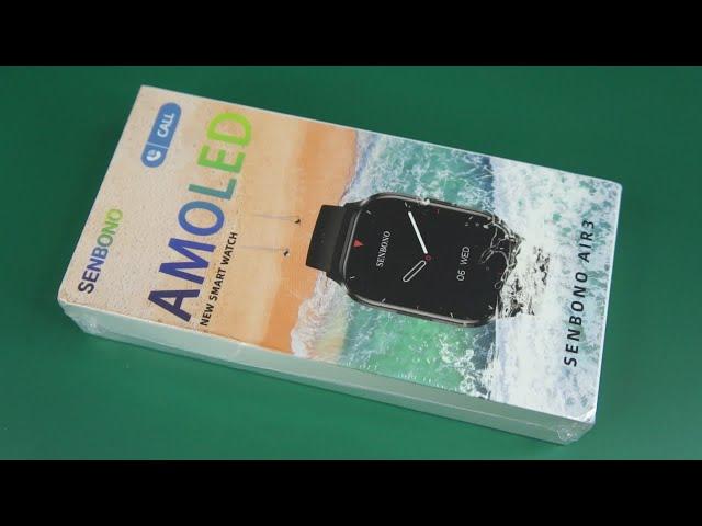 NEW 2024 Senbono Air 3 Smartwatch AMOLED Display - Unboxing and Feature review (link in description)