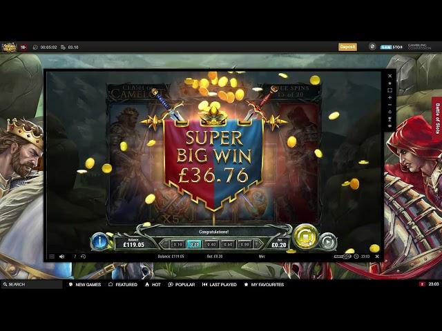 New slot Clash of Camelot Huge win