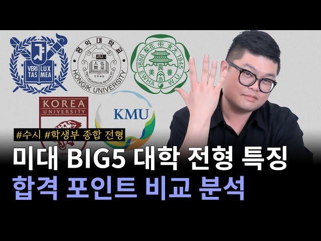 미대 BIG5 대학의 전형 특징 및 합격 포인트 비교 분석 #미대입시수시 #미대합격포인트