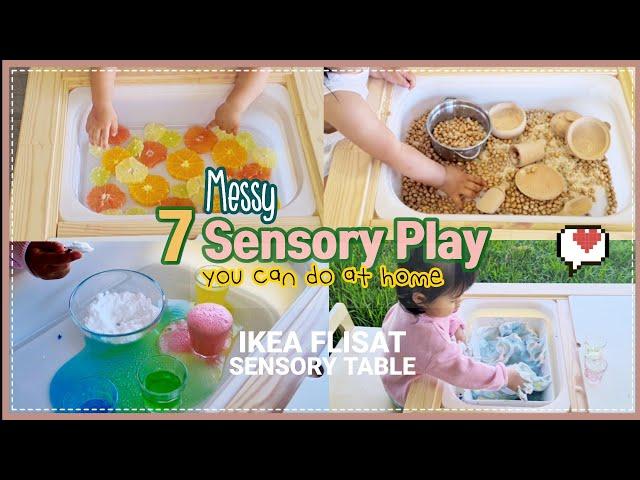 7 MESSY PLAY ideas for 12-18 months | The 5 senses activities on IKEA FLISAT table