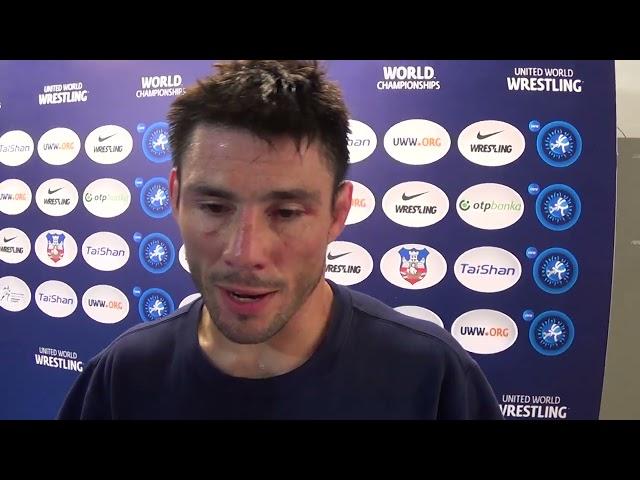 Ildar Hafizov (USA) after repechage bout at 60 kg at 2022 World Championships