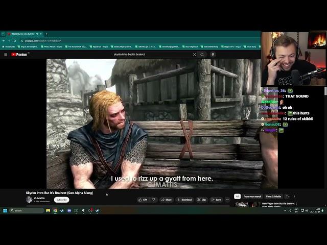 Elajjaz Reacts to Skyrim Intro But It's Brainrot (Gen Alpha Slang) + Heimskr's Speech (with chat)