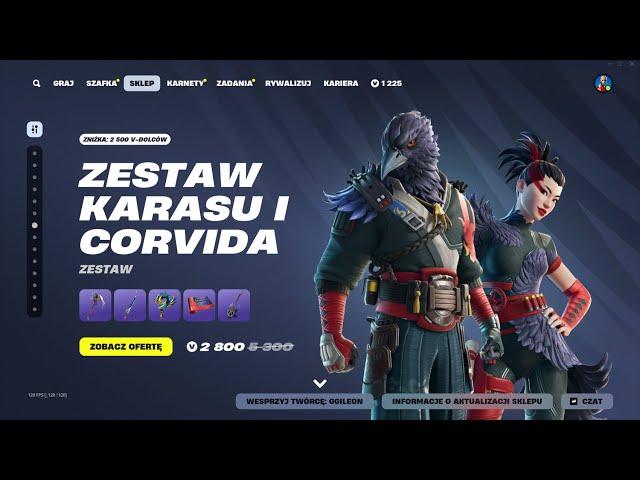 SKLEP FORTNITE 9.02.2025 *NOWE SKINY CORVIDA I KARASU, NOWA EMOTKA TOUCHING THE SKY, KRABIK*