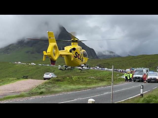 Superb flying by Scottish Charity Air Ambulance in Glen Coe