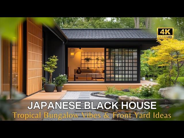 Tiny Modern Japanese Black House Tour: Tropical Bungalow Vibes & Lush Front Yard Landscaping