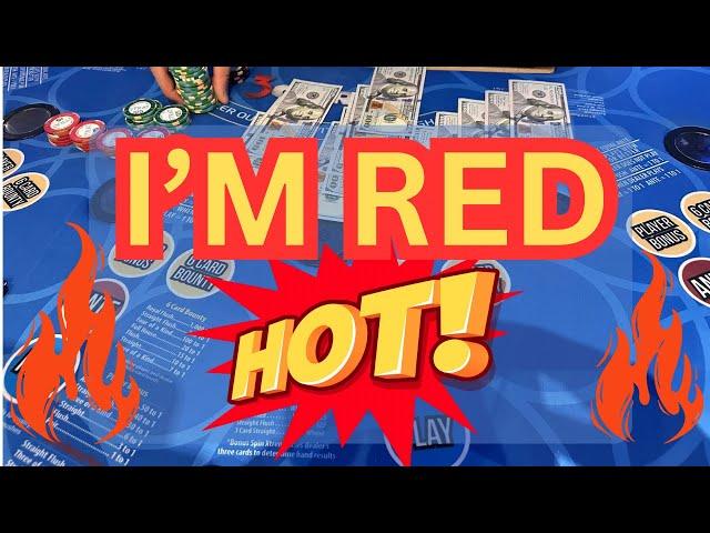 3 CARD POKER in LAS VEGAS! I'M RED HOT! BIG WIN! #POKER #lasvegas