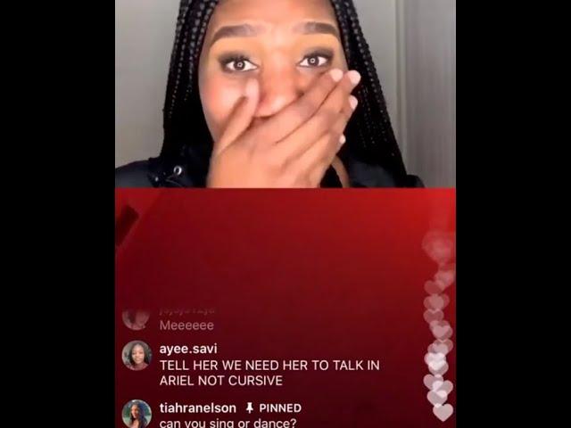 Tiahranelson Instagram Live - Girl sings M to the B in cursive