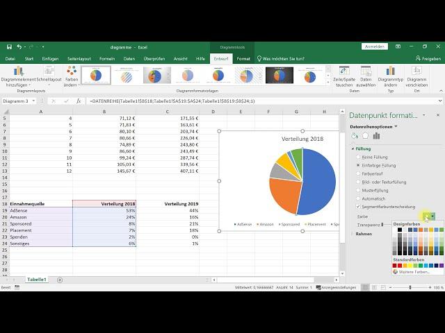 Diagramme erstellen und formatieren (Beispiele mit Säulen-, Linien-, Kreisdiagramm) – Excel-Tutorial