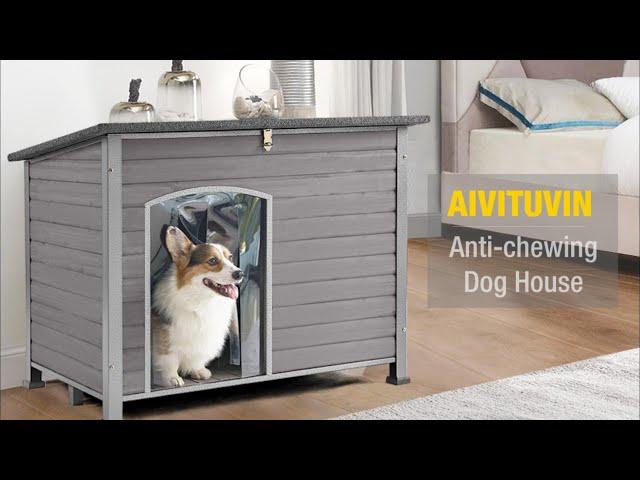 Aivituvin AIR73 Wooden Heavy Duty Dog Crates House Strong Iron Frame