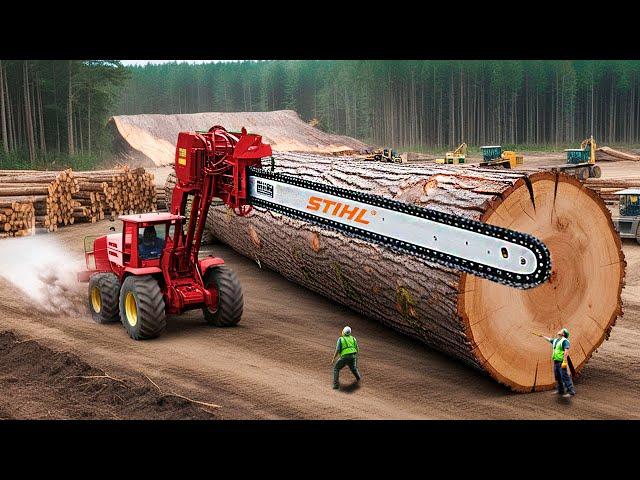 Extreme Dangerous Fastest Big Chainsaw Cutting Tree Machines | Monster Stump Removal Excavator #46