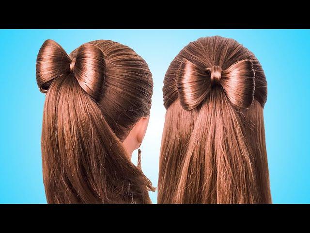 Простые Прически с бантиком на длинные волосы/Coiffure avec noeud papillonlong Hair bow tutorial