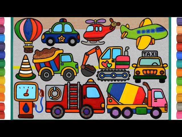 Vehicles for Kids Compilation | Jelly Painting, Drawing and Coloring for Children, Learn colors