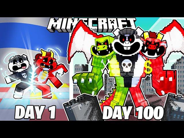 I Survived 100 Days as NIGHTMARE CRITTERS in Minecraft!