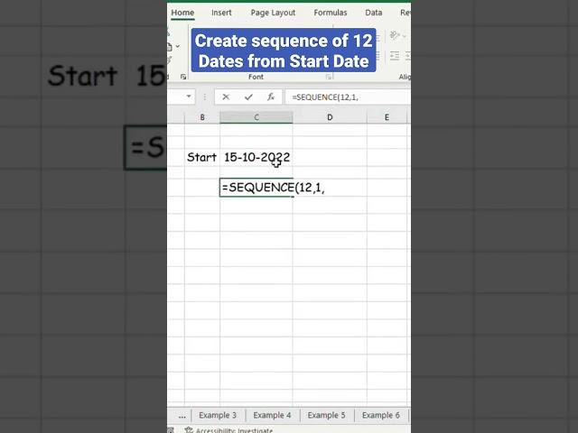 Create Sequence of Dates in Excel