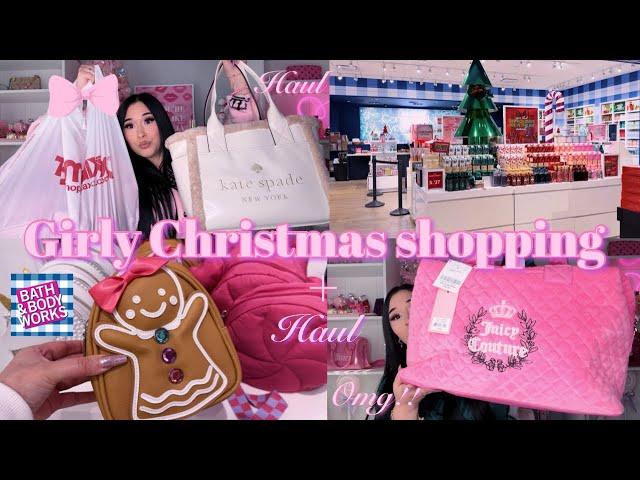 COME CHRISTMAS SHOPPING WITH ME + HAUL | Burlington, Ross, Tjmaxx, & BBW (pink girly Christmas) ️