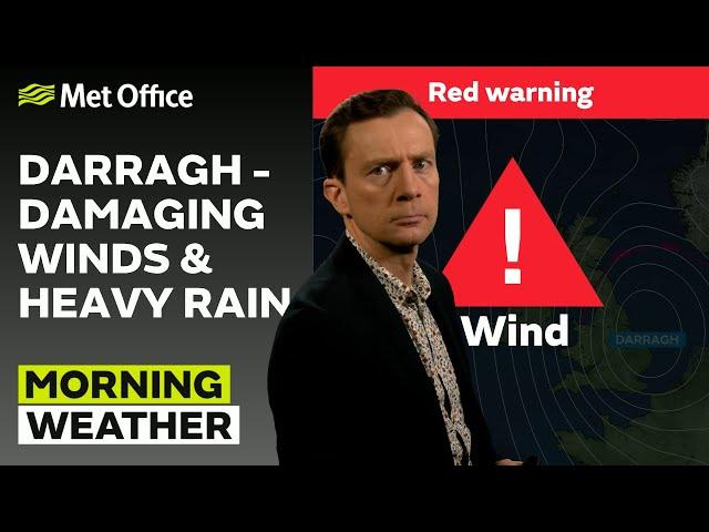 07/12/2024 – Storm Darragh bringing danger  – Morning Weather Forecast UK – Met Office Weather